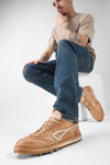 WYRE desert-tan nappa sneakers.