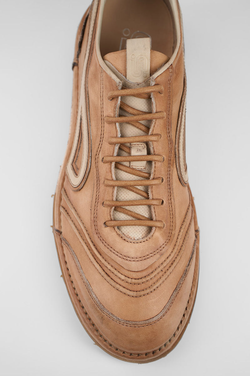 WYRE desert-tan nappa sneakers.