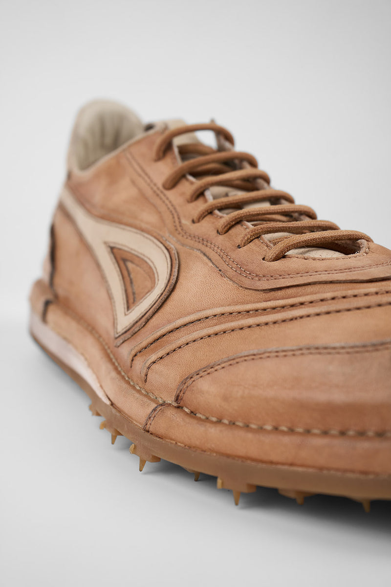 WYRE desert-tan nappa sneakers.
