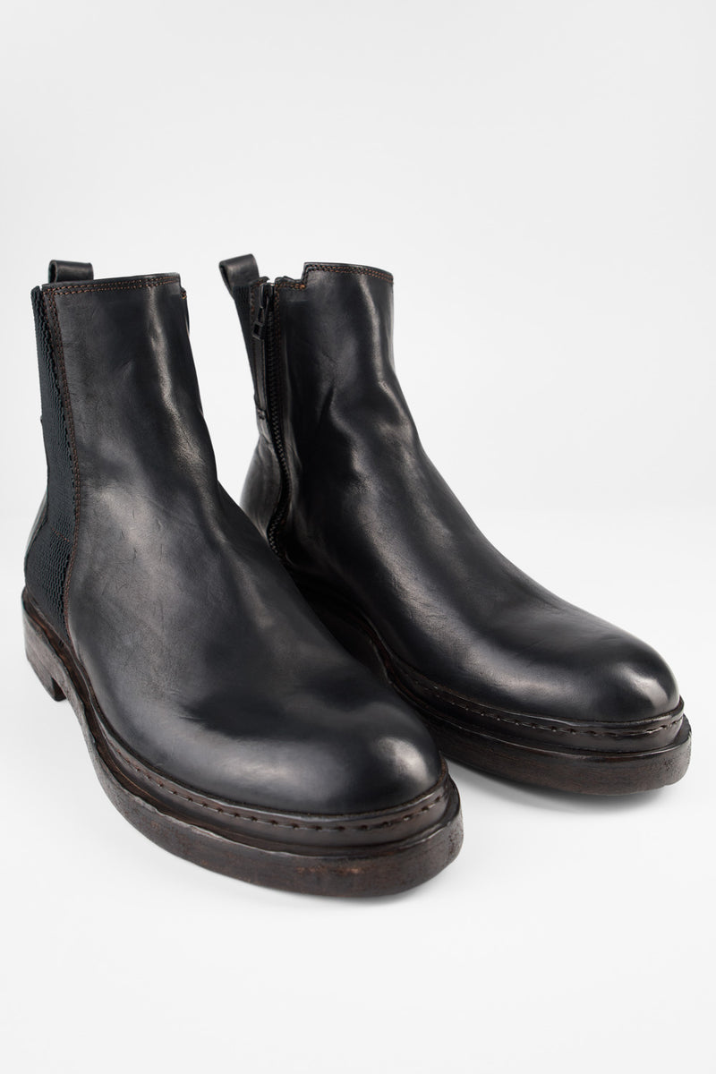 YALE matte-black welted chelsea boots.