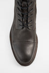 YALE ebony-brown welted derby lace-up boots.