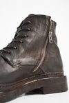 YALE ebony-brown welted derby lace-up boots.