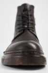 YALE ebony-brown welted derby lace-up boots.