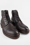 YALE ebony-brown welted derby lace up boots.