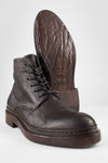 YALE ebony-brown welted derby lace-up boots.