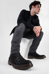 YALE matte-black welted oxford lace up boots.