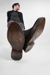 YALE matte-black welted oxford lace up boots.