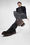 YALE matte-black welted oxford lace up boots.