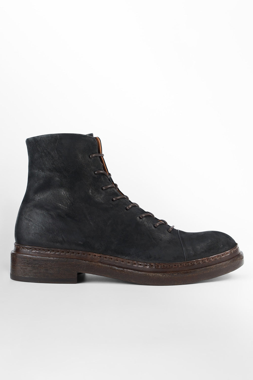 YALE matte-black welted oxford lace up boots.