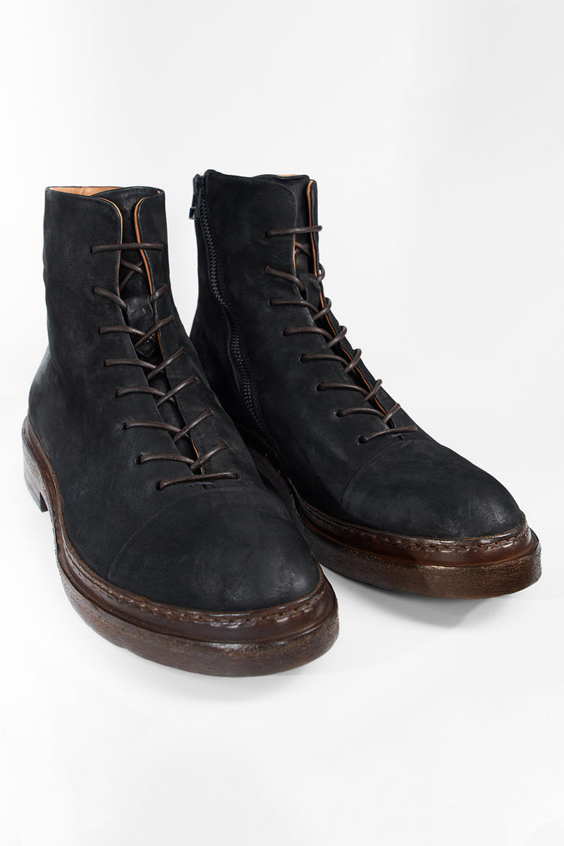 YALE matte-black welted oxford lace up boots.