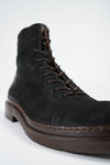 YALE matte-black welted oxford lace up boots.