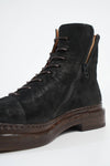 YALE matte-black welted oxford lace up boots.