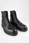 YALE matte-black welted oxford lace-up boots.