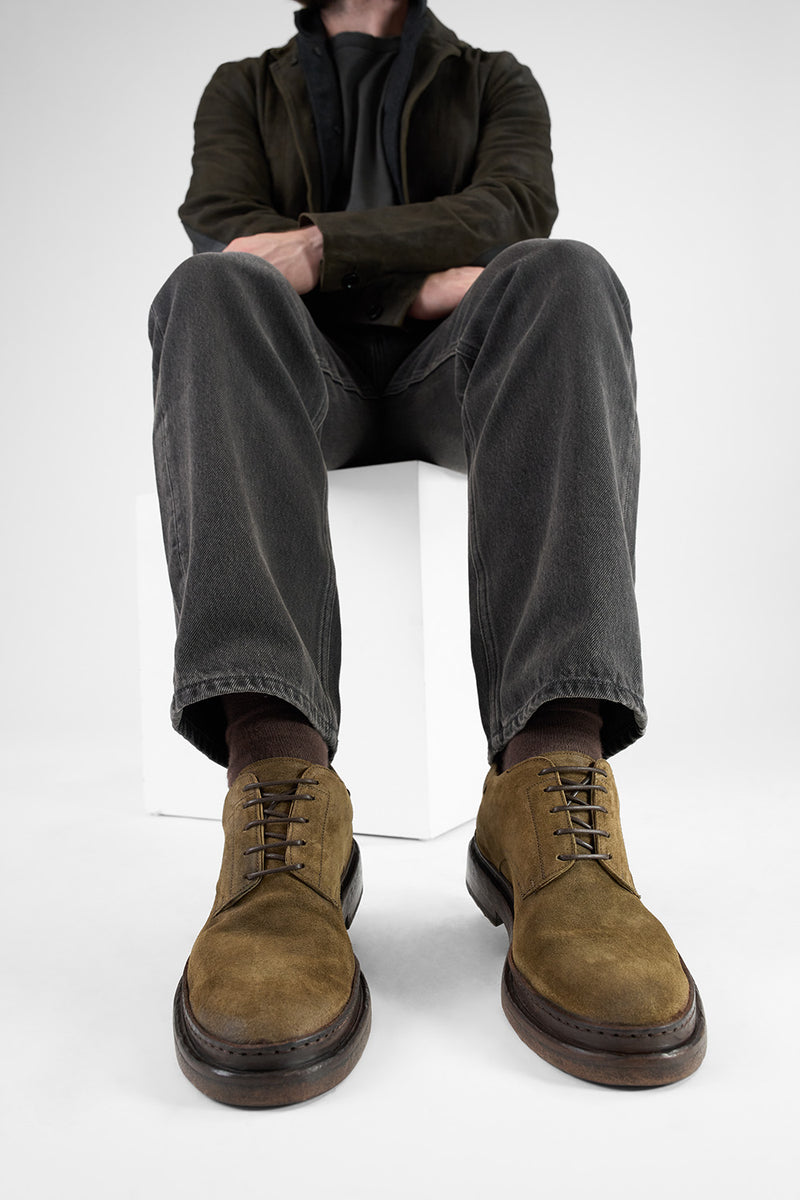YORK tundra-brown suede welted derby shoes.