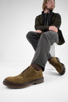 YORK tundra-brown suede welted derby shoes.