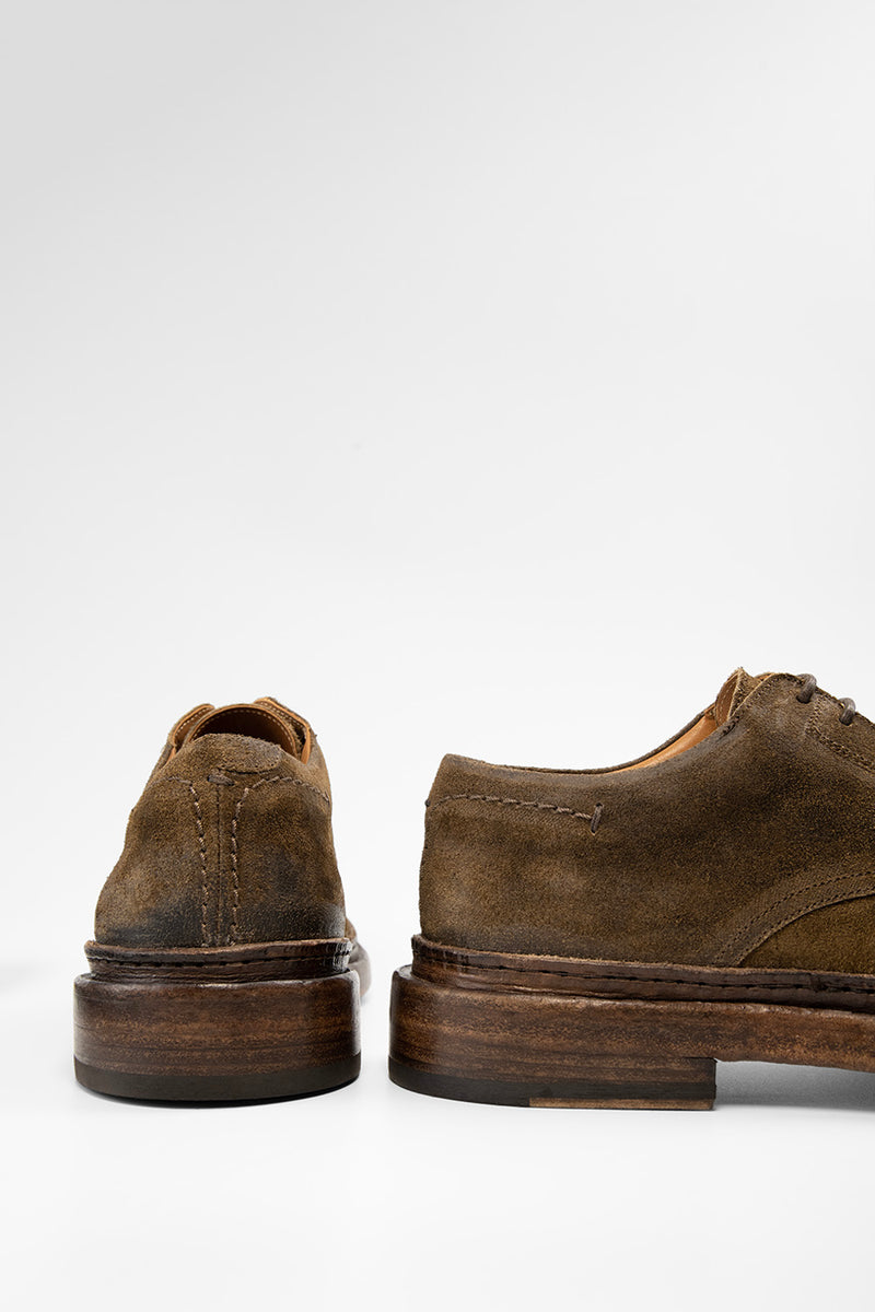 YORK tundra-brown suede welted derby shoes.