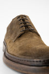 YORK tundra-brown suede welted derby shoes.