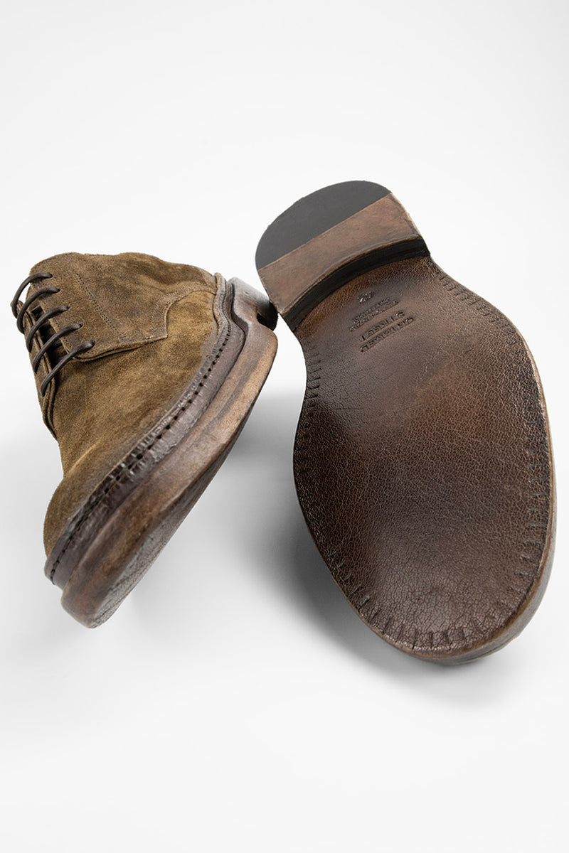 YORK tundra-brown suede welted derby shoes.