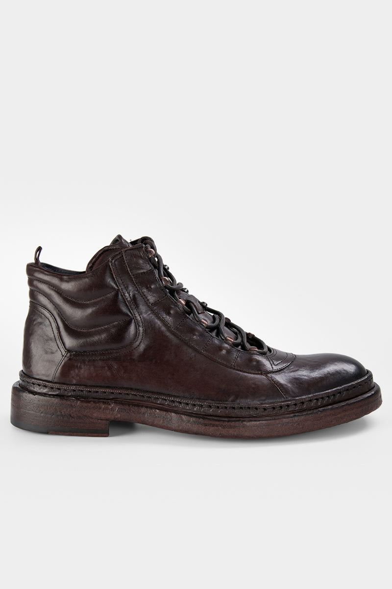 YORK rich-cocoa urban hiker welted boots.