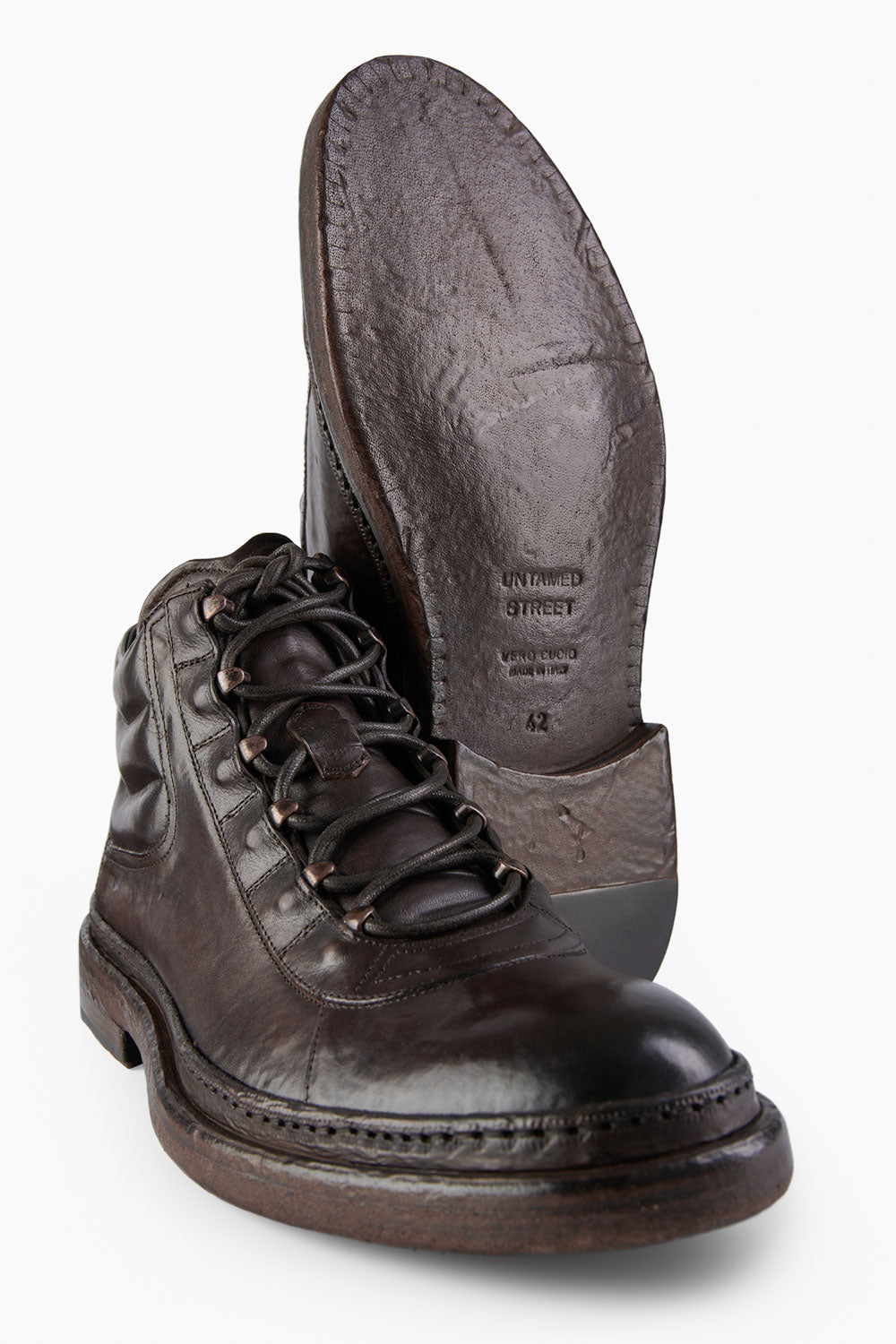 YORK rich-cocoa urban hiker welted boots.