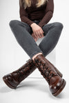 BERKELEY dark-hazel lace-up boots.