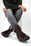 UNTAMED STREET Men Brown Calf-Leather High Top Sneakers SOHO