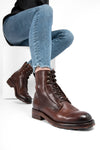 ASTON terra-brown hidden lace-up boots.