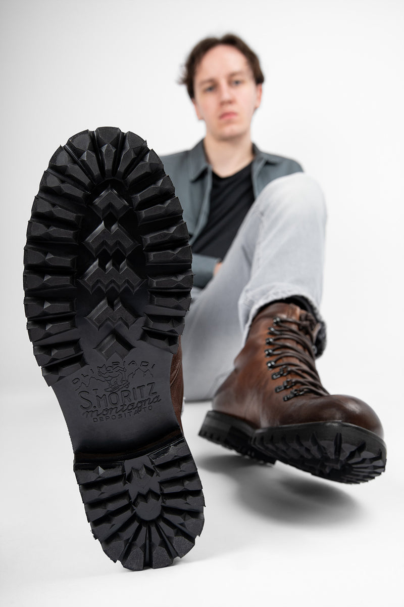 CAMDEN toasted-brown combat boots.