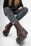 SLOANE chocolate commando boots.