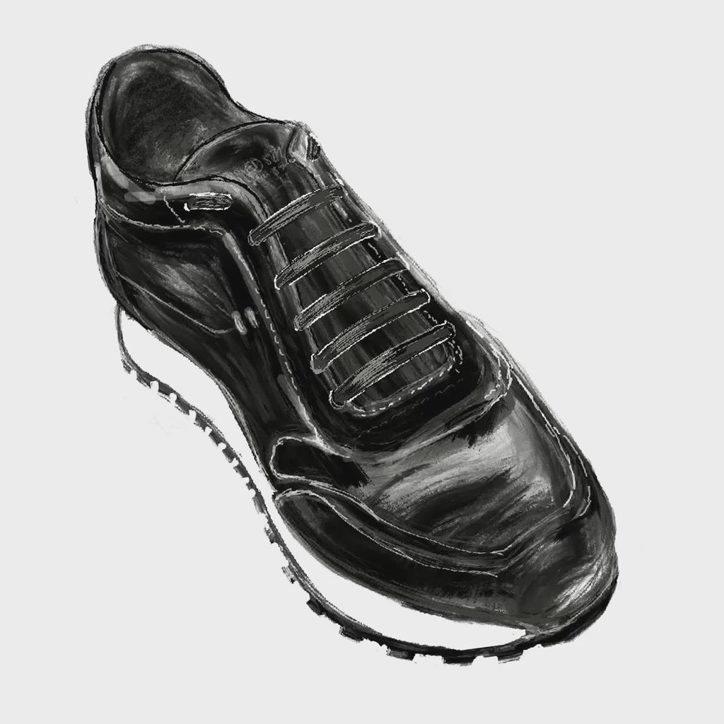 UNTAMED STREET Men Black Calf-Leather Runners Sneakers SOHO