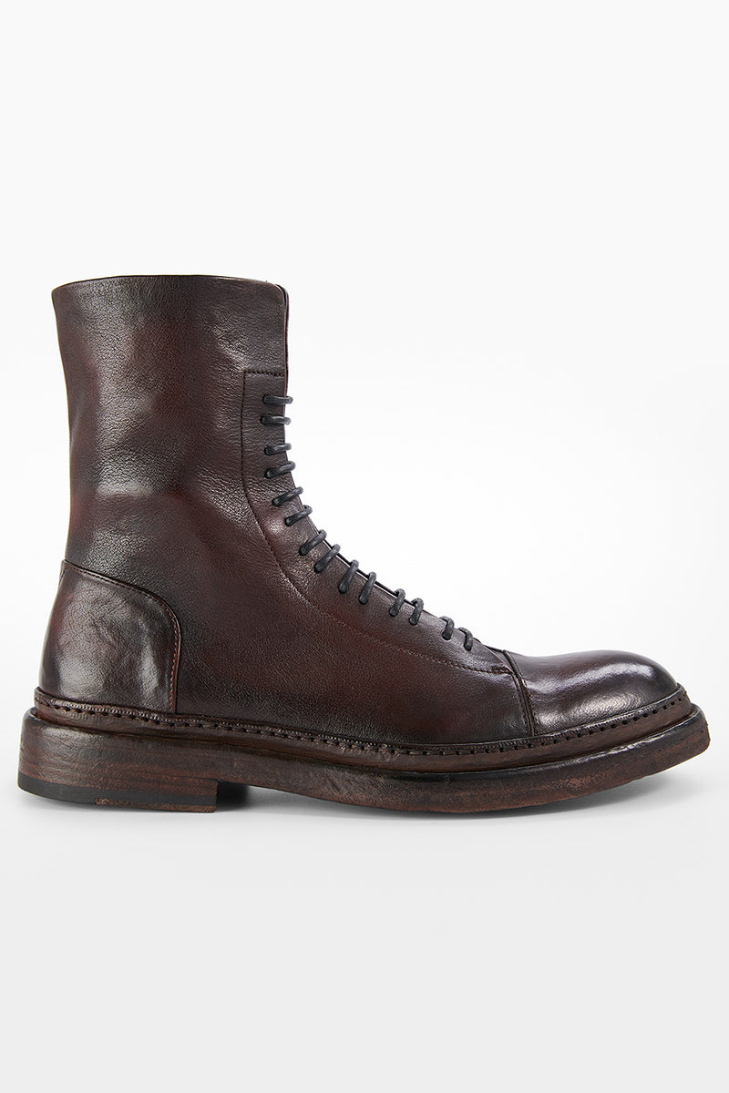 UNTAMED STREET Men Brown Buffalo-Leather Military Boots YORK