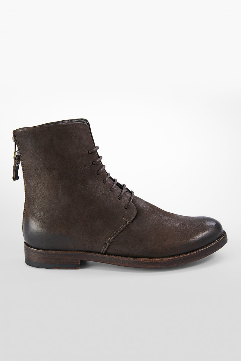 SLOANE coffee lace-up boots.