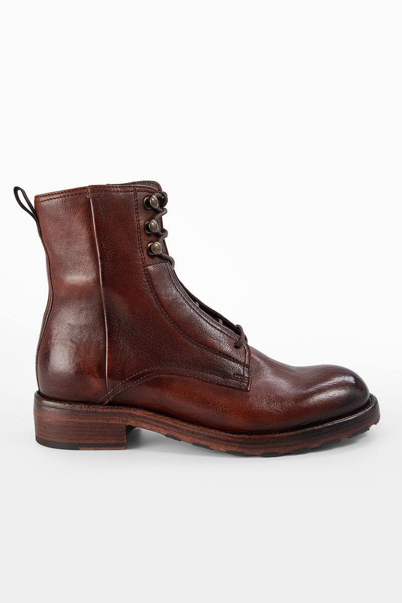 ASTON terra-brown hidden lace-up boots.