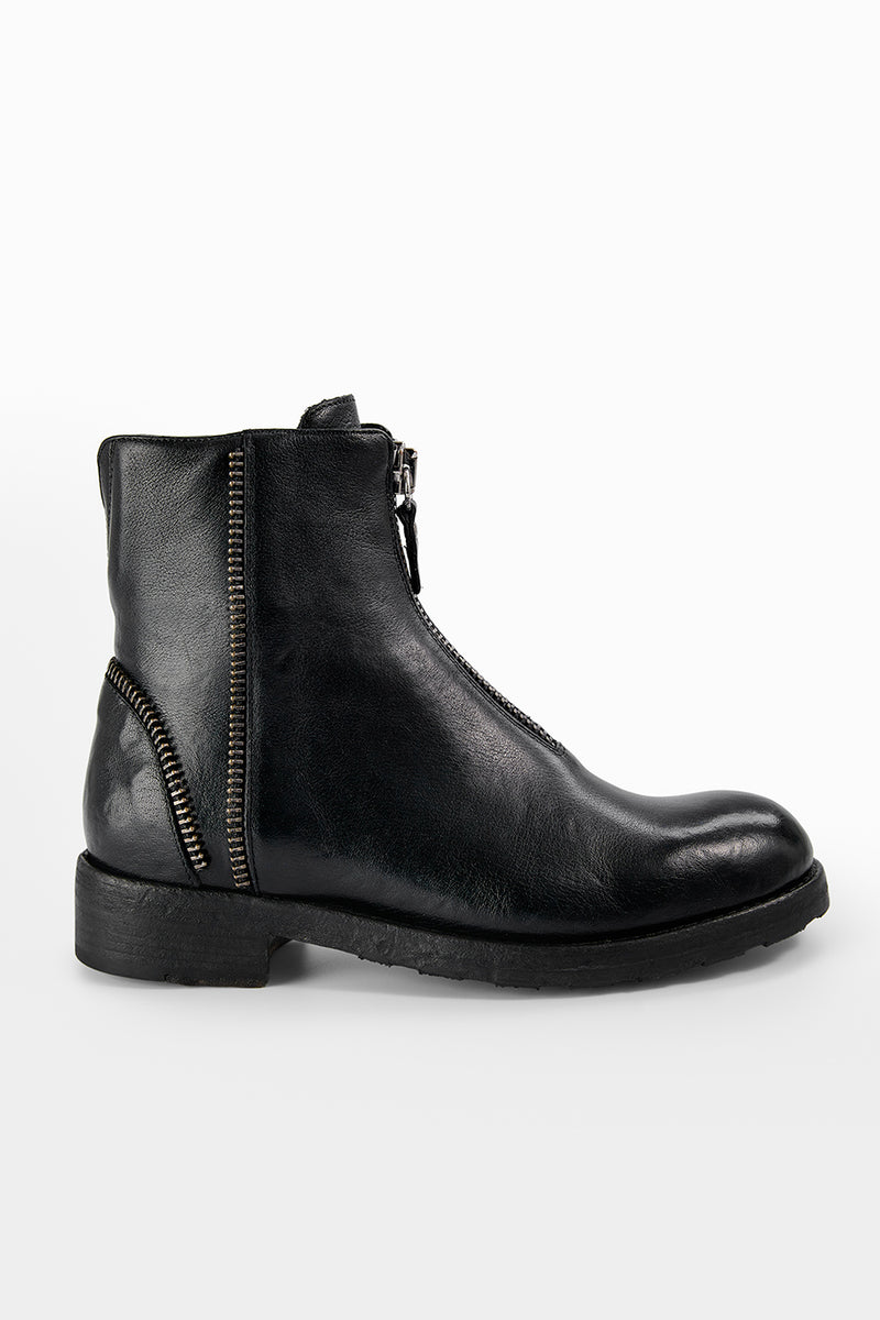 ASTON urban-black front-zip ankle boots.