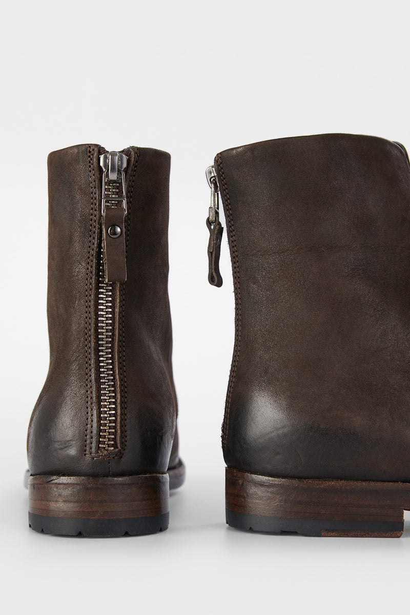 SLOANE coffee-brown lace-up boots.