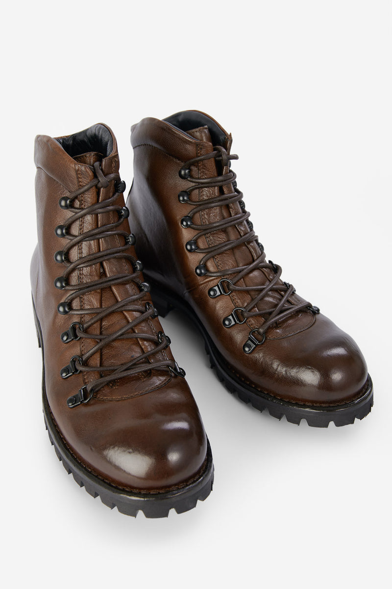 CAMDEN toasted-brown combat boots.