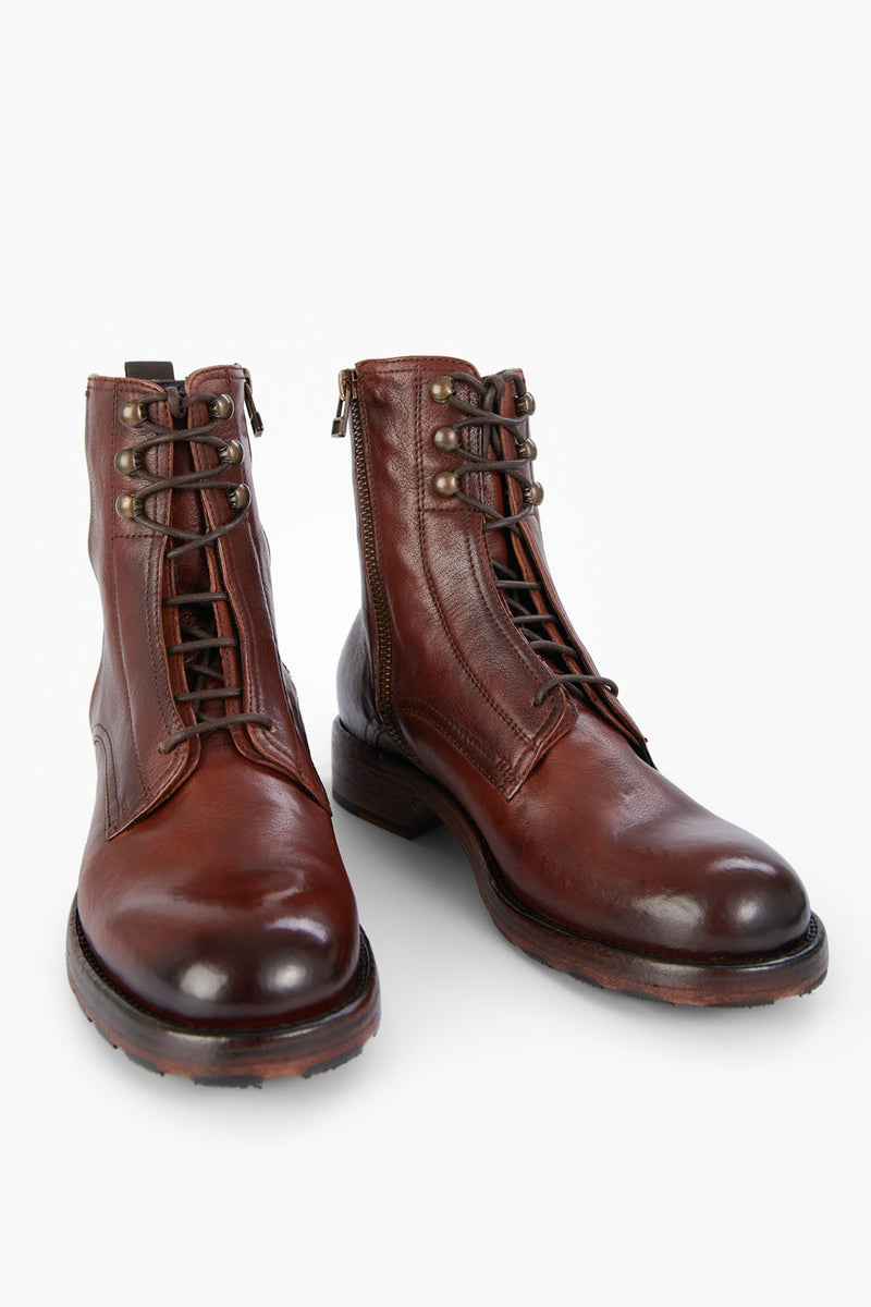 ASTON terra-brown hidden lace-up boots.