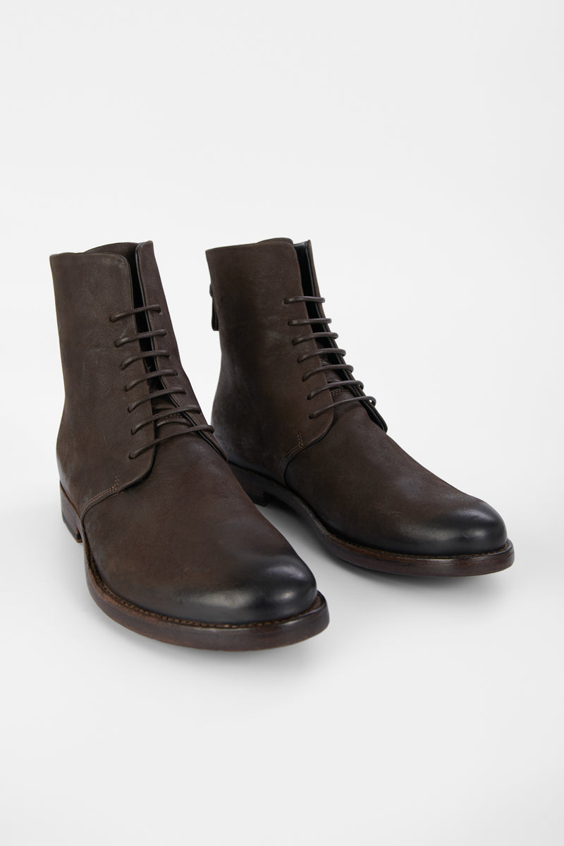 SLOANE coffee lace-up boots.