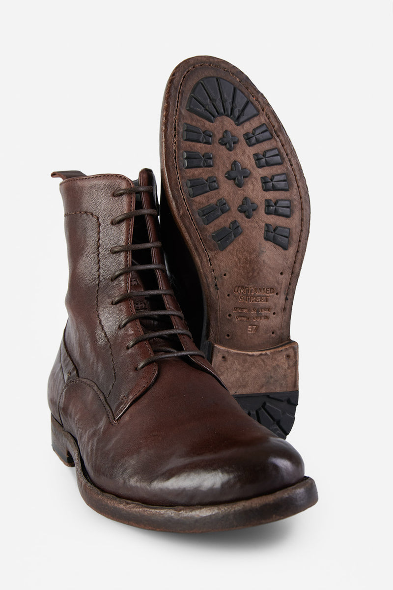 SLOANE chocolate commando boots.