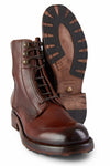 ASTON terra-brown hidden lace-up boots.