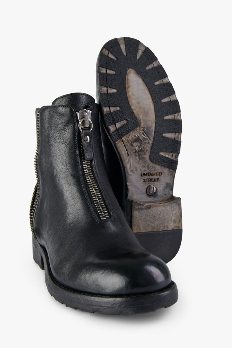 ASTON urban-black front-zip ankle boots.