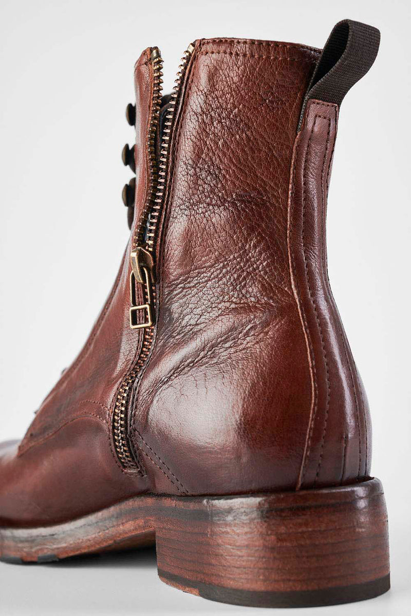 ASTON terra-brown hidden lace-up boots.