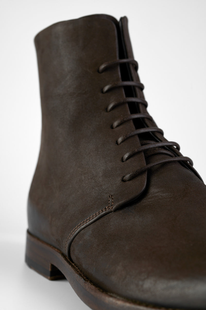 SLOANE coffee lace-up boots.