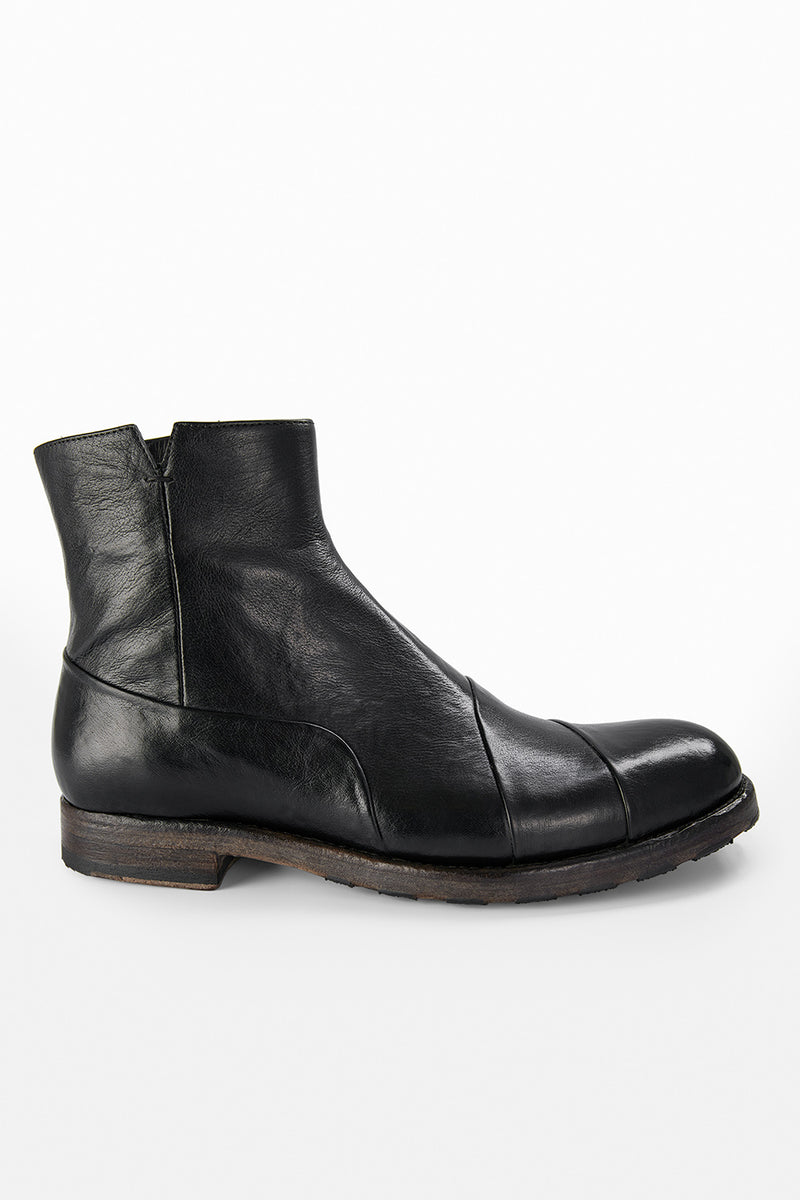 UNTAMED STREET Men Black Buffalo-Leather Ankle Boots ASTON-EDGE