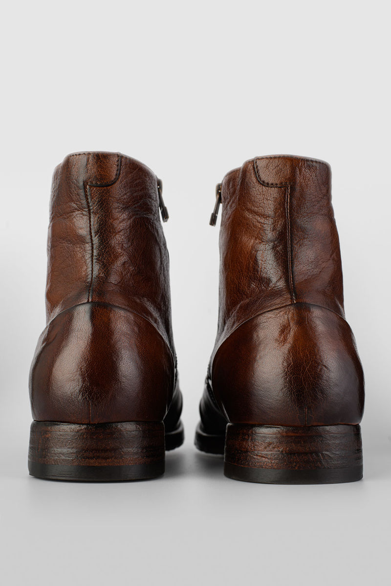 ASTON EDGE cognac laceless ankle boots.