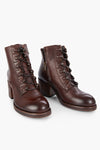 BERKELEY dark-hazel lace up boots.