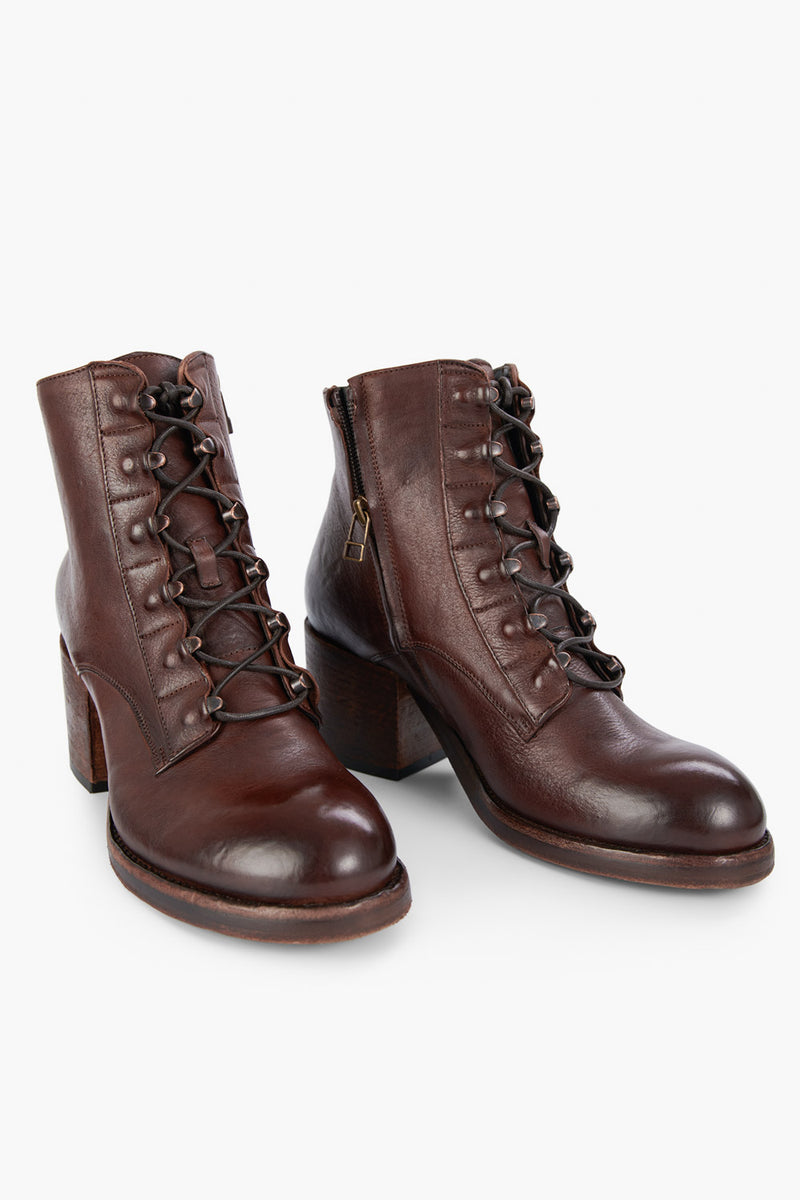 BERKELEY dark-hazel lace-up boots.