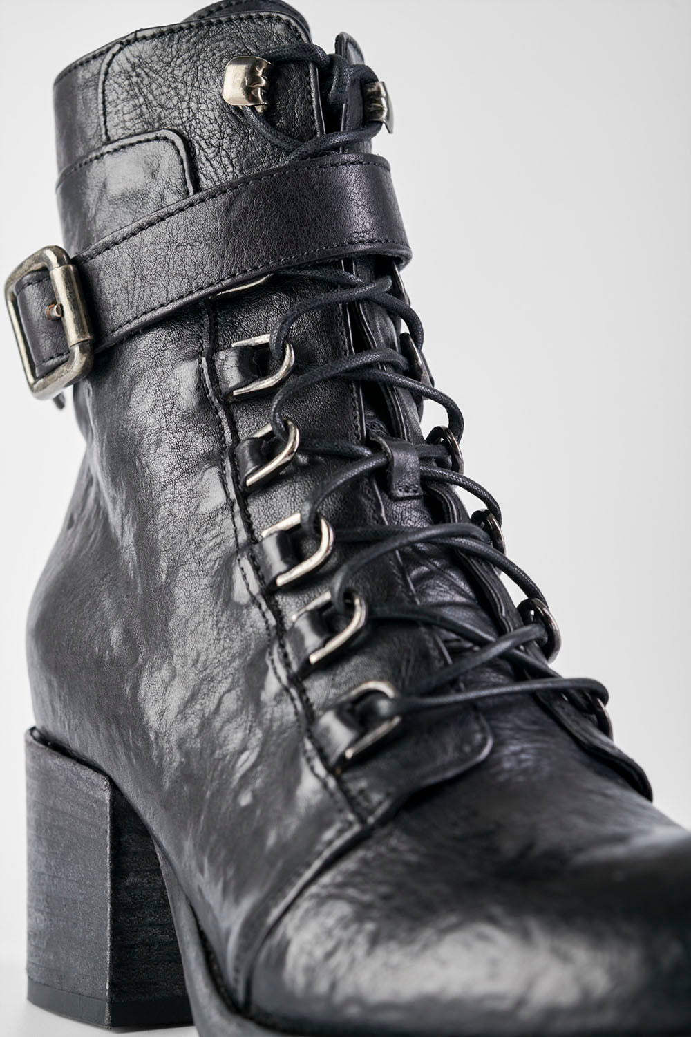 BERKELEY charcoal-black lace-up boots | untamed street | women ...
