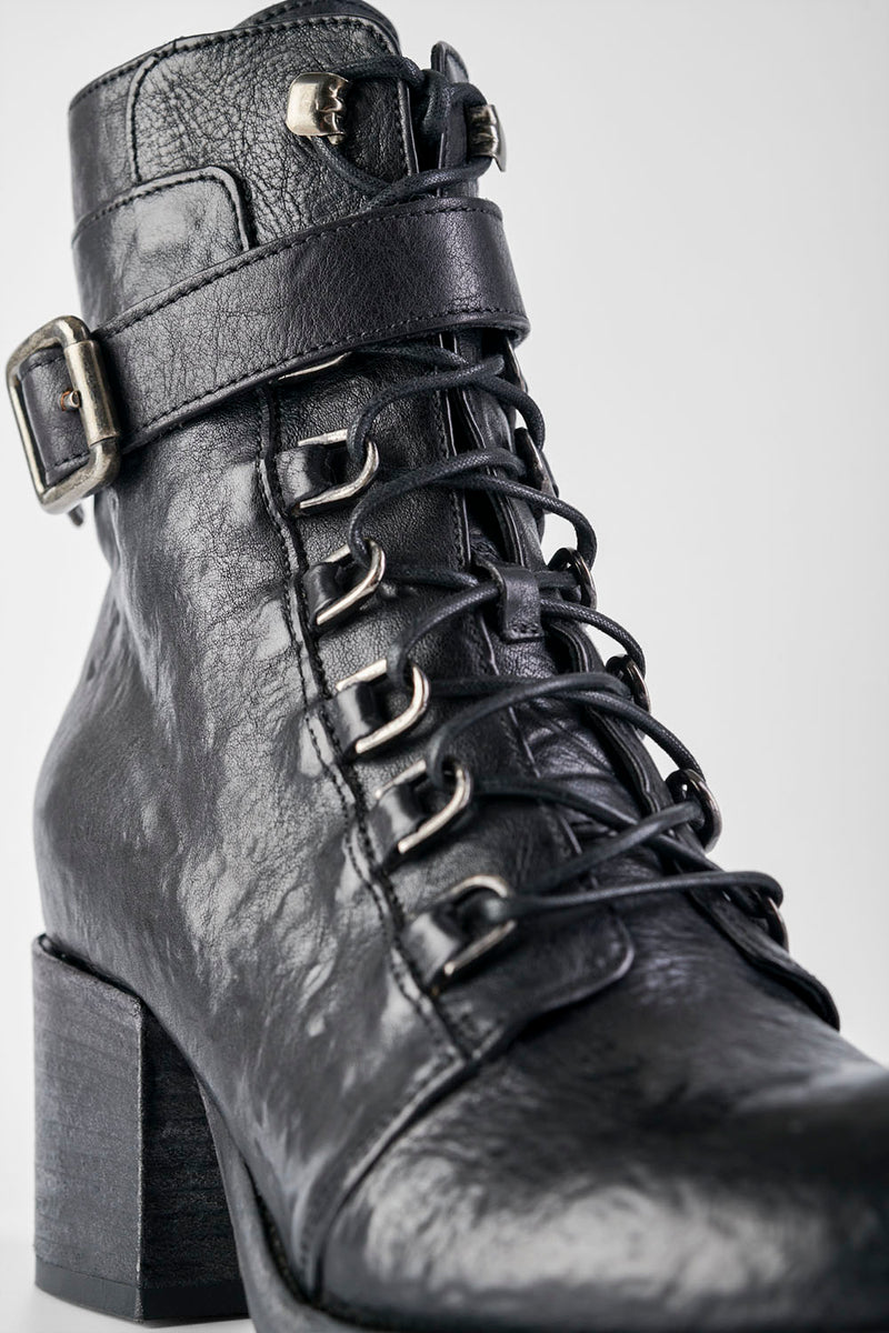 BERKELEY charcoal-black lace-up boots.