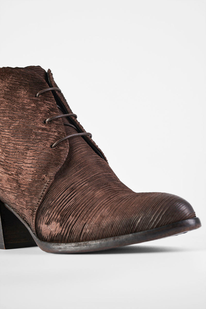 CAROE coffee-brown carved leather lace-up boots.